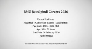 RMU Jobs 2026 Rawalpindi Medical University Application